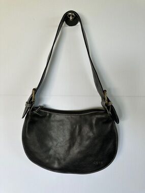 KS18 Black Faux Leather Shoulder Bag Minimalist Small Purse Classic Minimal